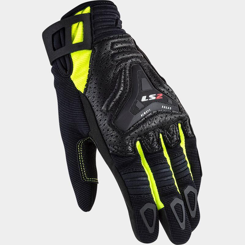 LS2 All Terrain Ladies Textile Gloves Black / Hi-Viz Yellow - ThrottleChimp