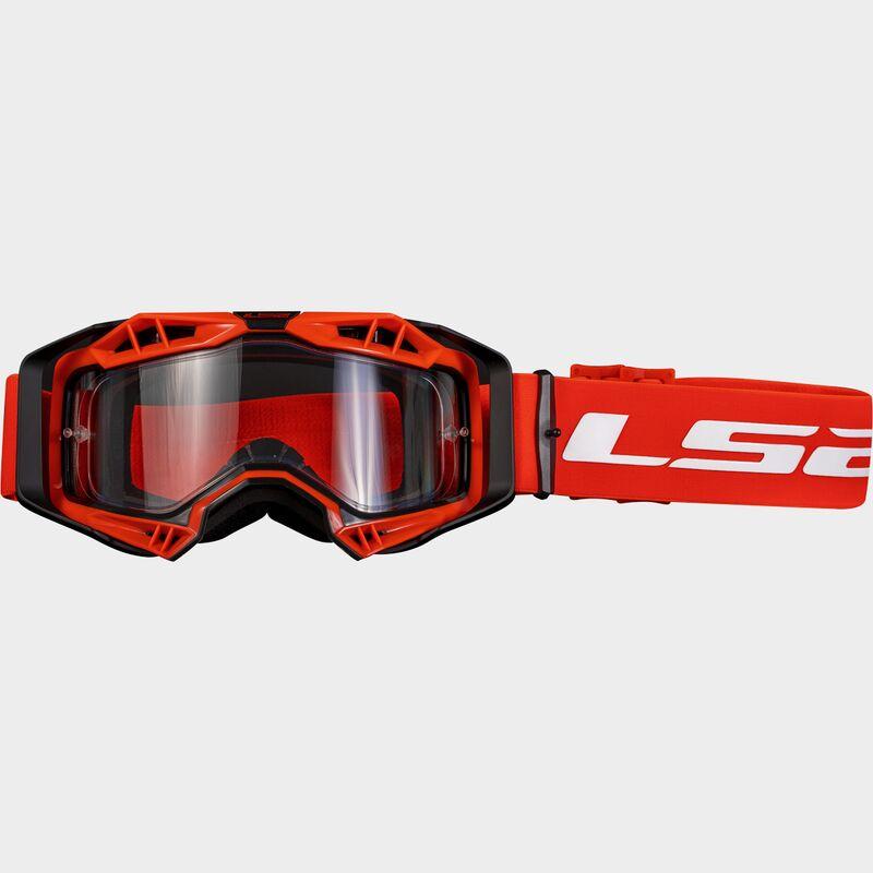 LS2 Aura Enduro Series Goggles Black / Red With Clear Lens - ThrottleChimp