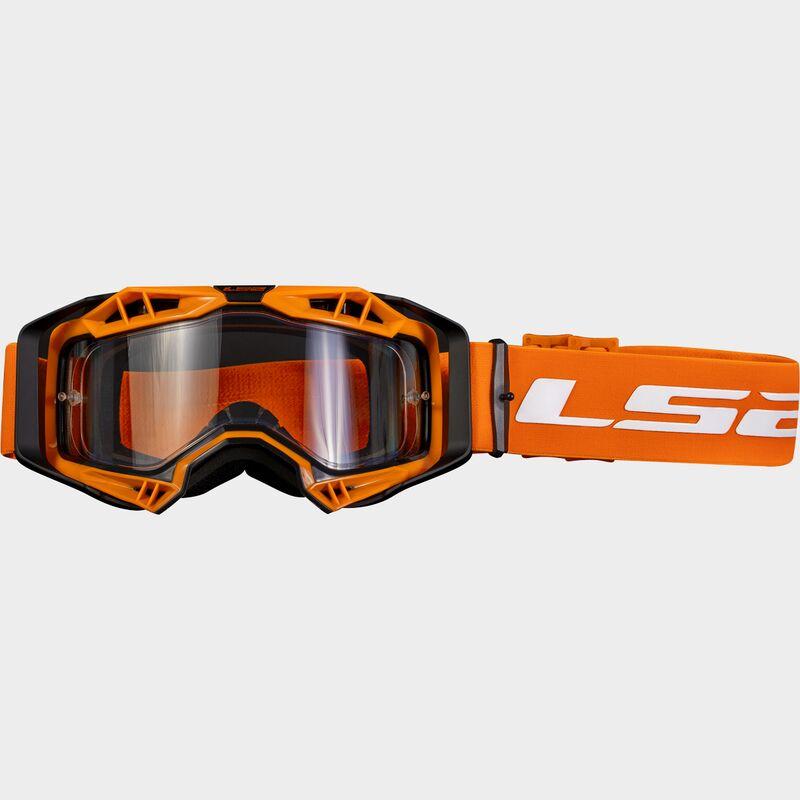 LS2 Aura Enduro Series Goggles Black / Hi-Viz Orange With Clear Lens - ThrottleChimp