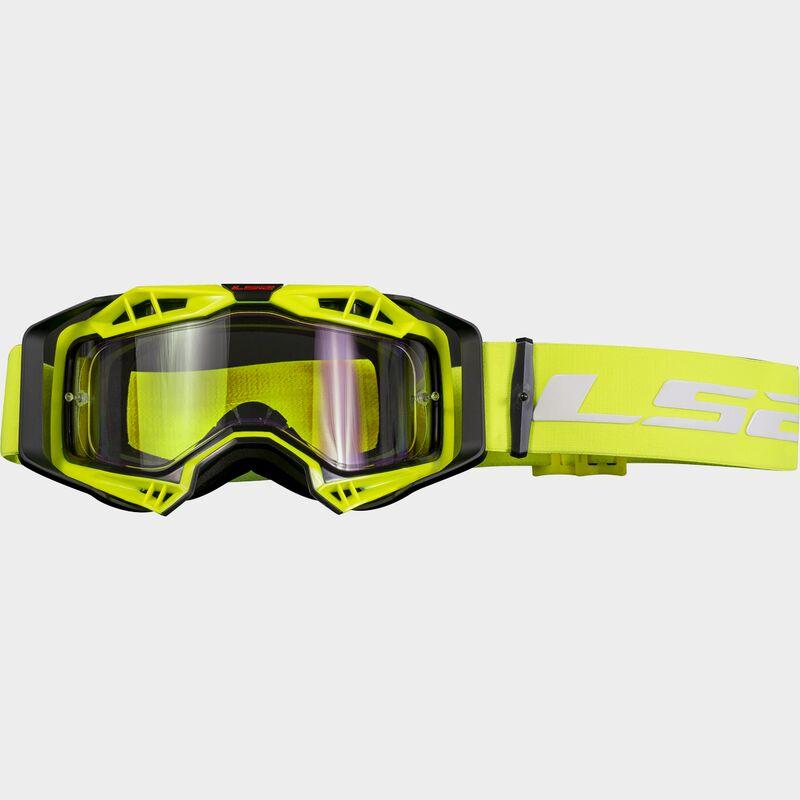 LS2 Aura Enduro Series Goggles Black / Hi-Viz Yellow With Clear Lens - ThrottleChimp