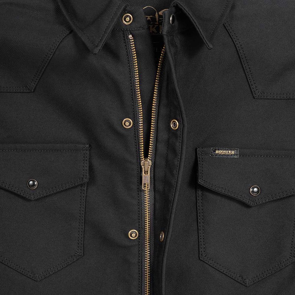 Rokker Black Jack Rider Shirt With Zip Black (Image 3) - ThrottleChimp