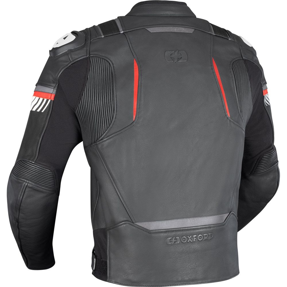 Oxford Cypher 1.0 Leather Jacket Black / White / Red (Image 2) - ThrottleChimp