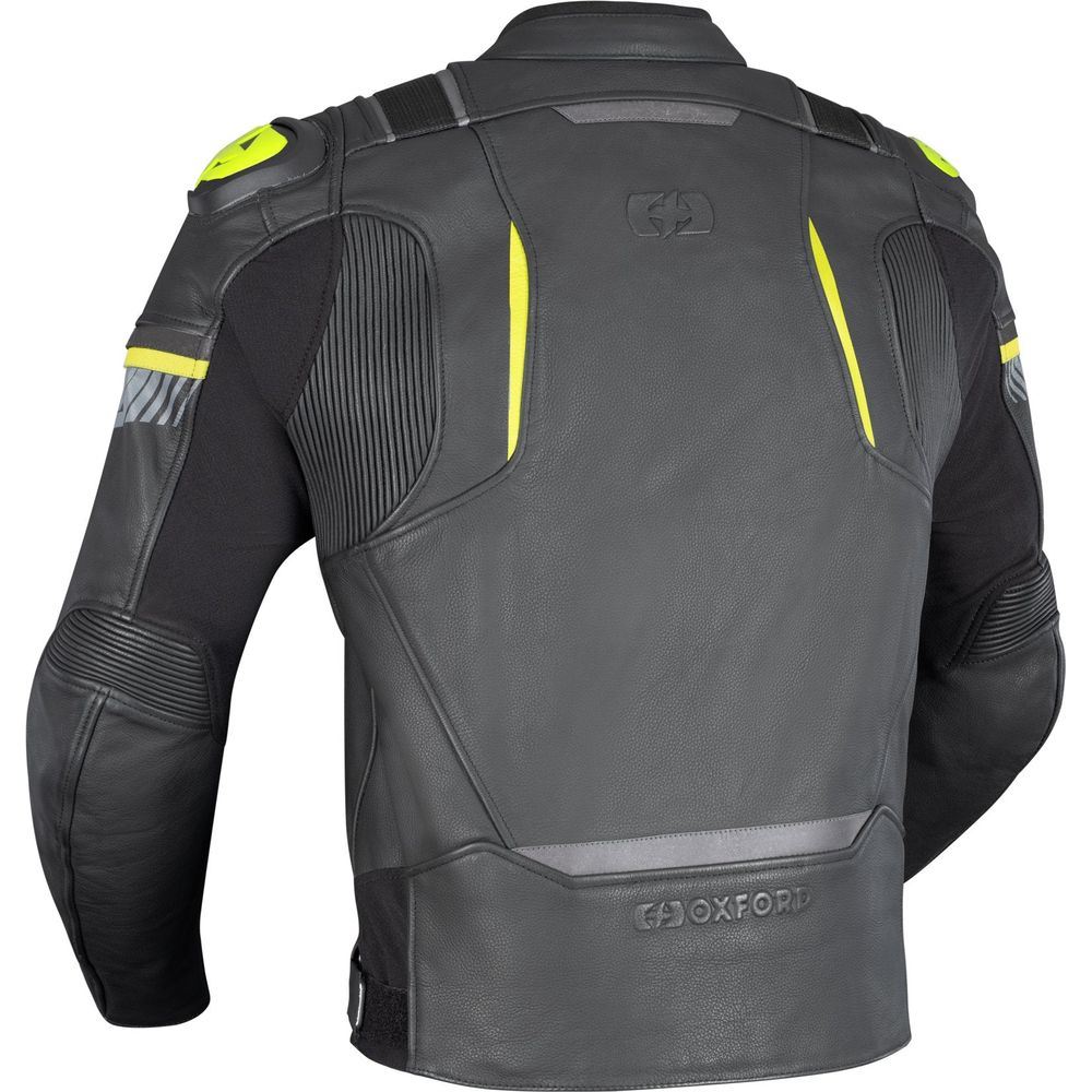 Oxford Cypher 1.0 Leather Jacket Black / Fluo Yellow (Image 2) - ThrottleChimp