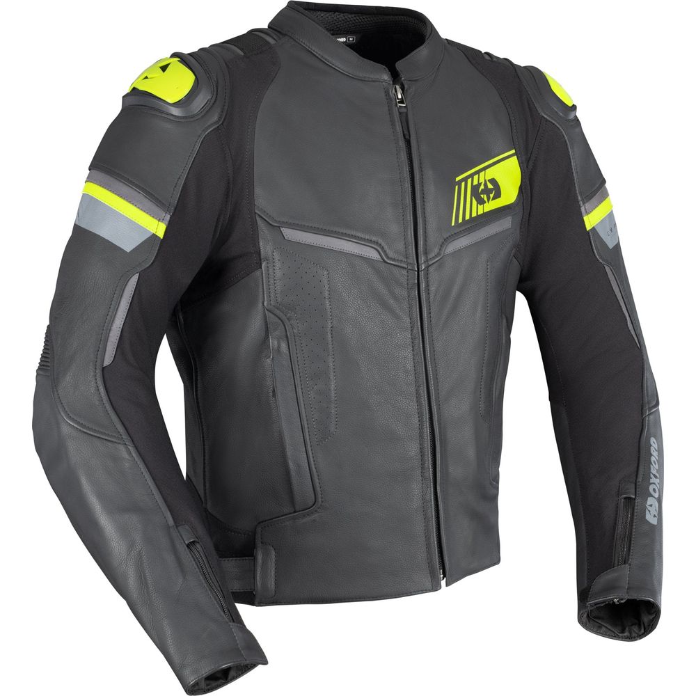 Oxford Cypher 1.0 Leather Jacket Black / Fluo Yellow - ThrottleChimp