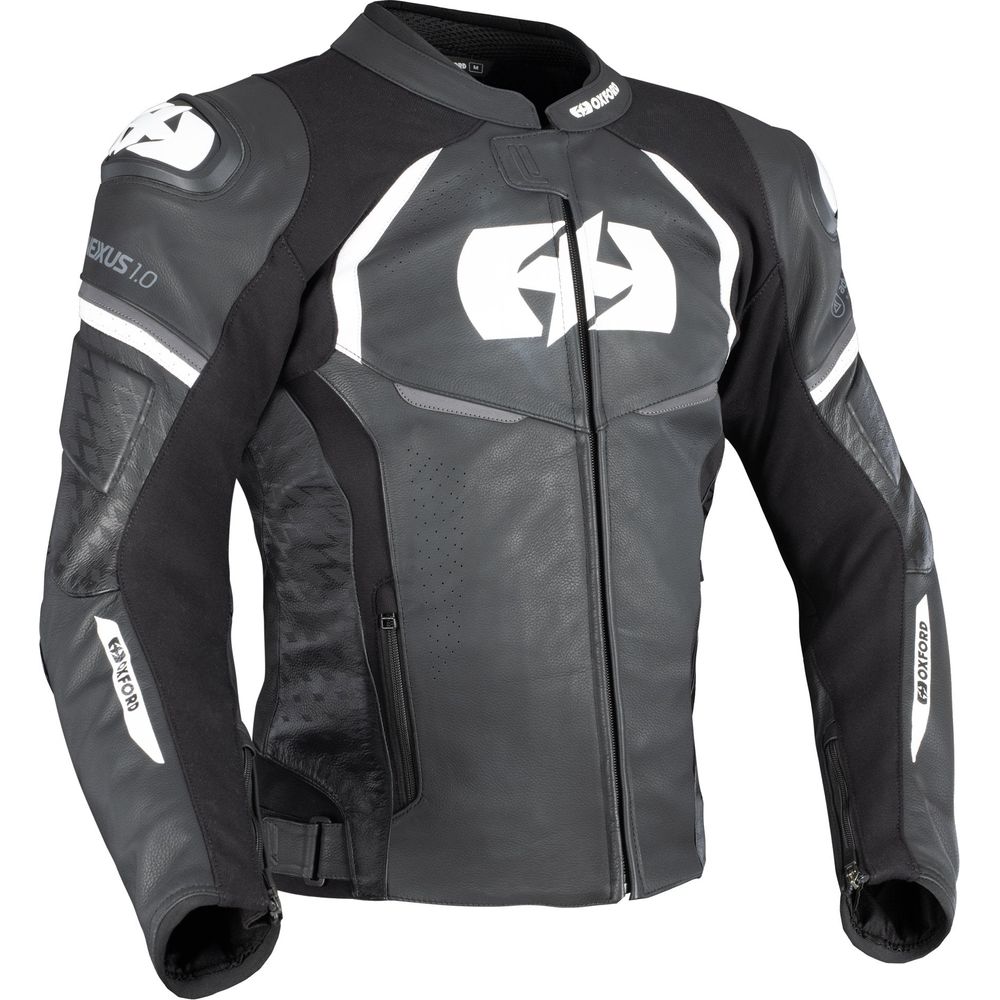 Oxford Nexus 1.0 Leather Jacket Black / White - ThrottleChimp