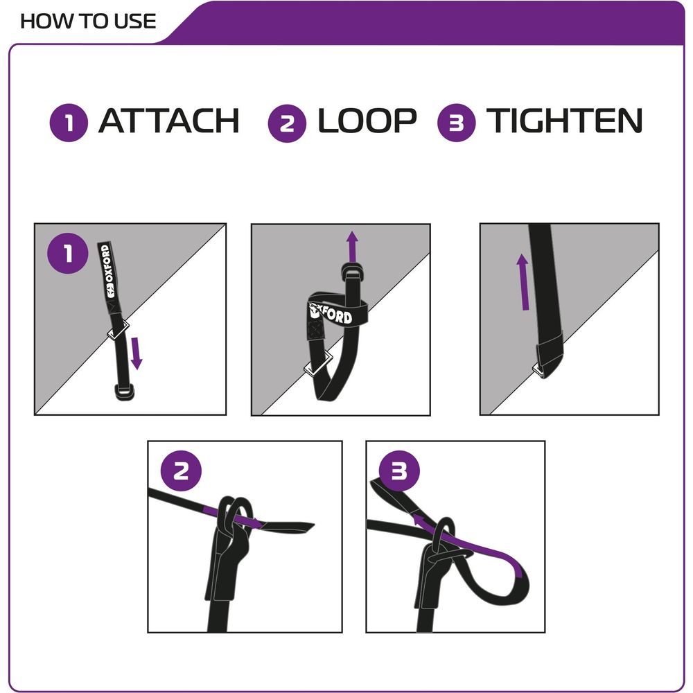 Oxford Atlas D Ring Straps Pair Black - 26mm x 1.2m (Image 6) - ThrottleChimp