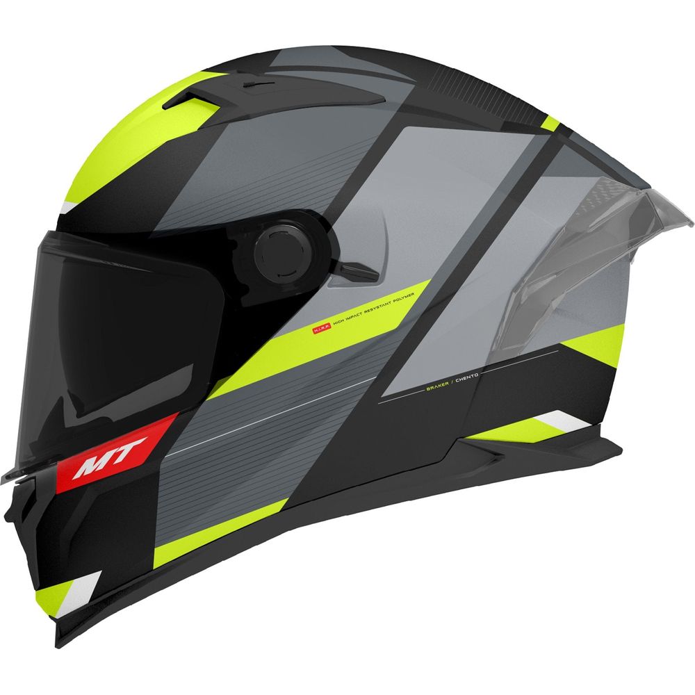 MT Braker SV Chento B3 Full Face Helmet Matt Black / Fluo Yellow - ThrottleChimp