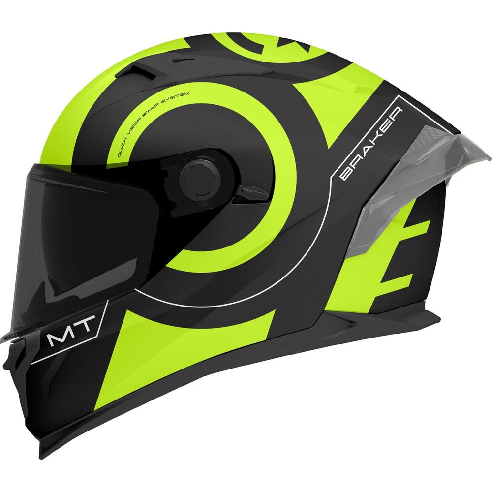 MT Braker SV Inox A3 Full Face Helmet Matt Black / Fluo Yellow - ThrottleChimp