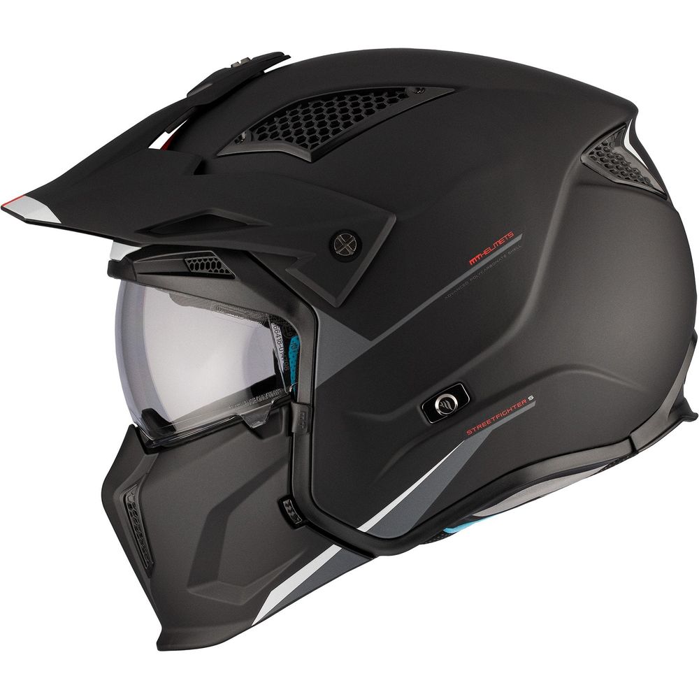 MT Streetfighter SV S Solid A1 Adventure Helmet Matt Black - ThrottleChimp