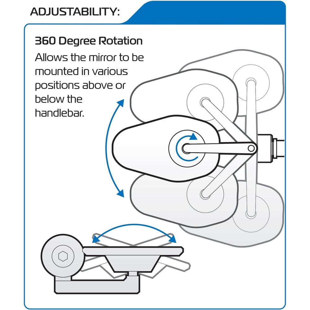 Oxford Shield 360 Bar End Mirror Black (Image 5) - ThrottleChimp