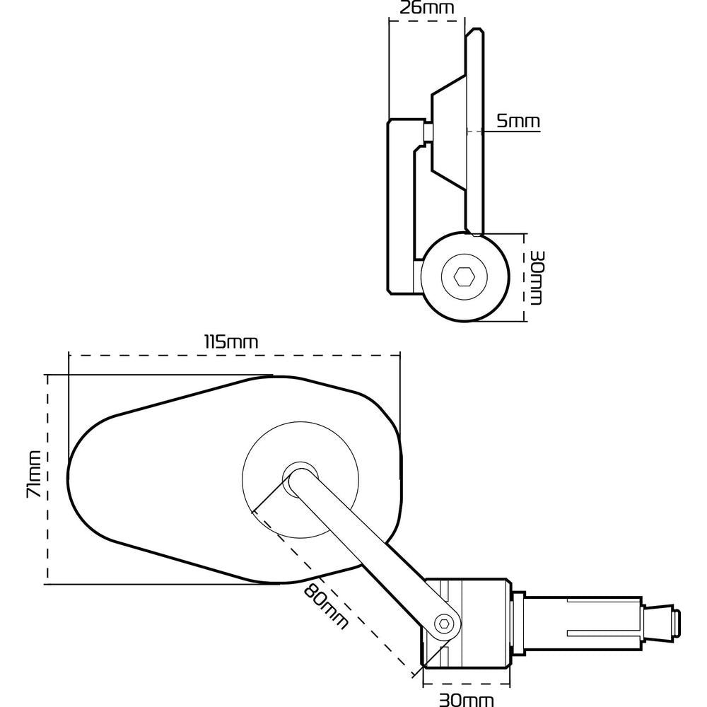 Oxford Shield 360 Bar End Mirror Black (Image 3) - ThrottleChimp