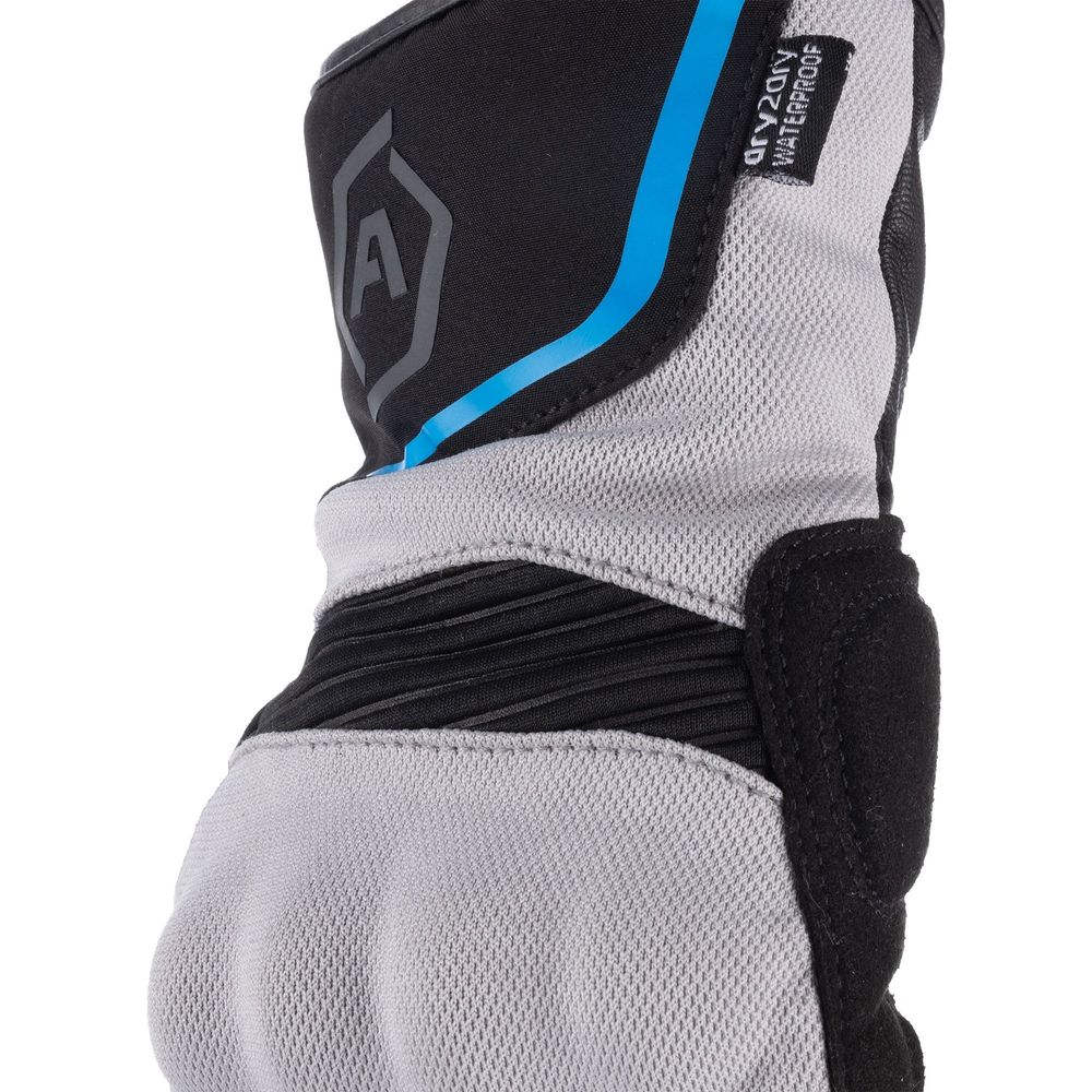 ARMR Eyoshi 3.0 Waterproof Textile Gloves Black / Light Grey / Blue FREE 1 YEAR Returns, FREE UK Delivery | ThrottleChimp