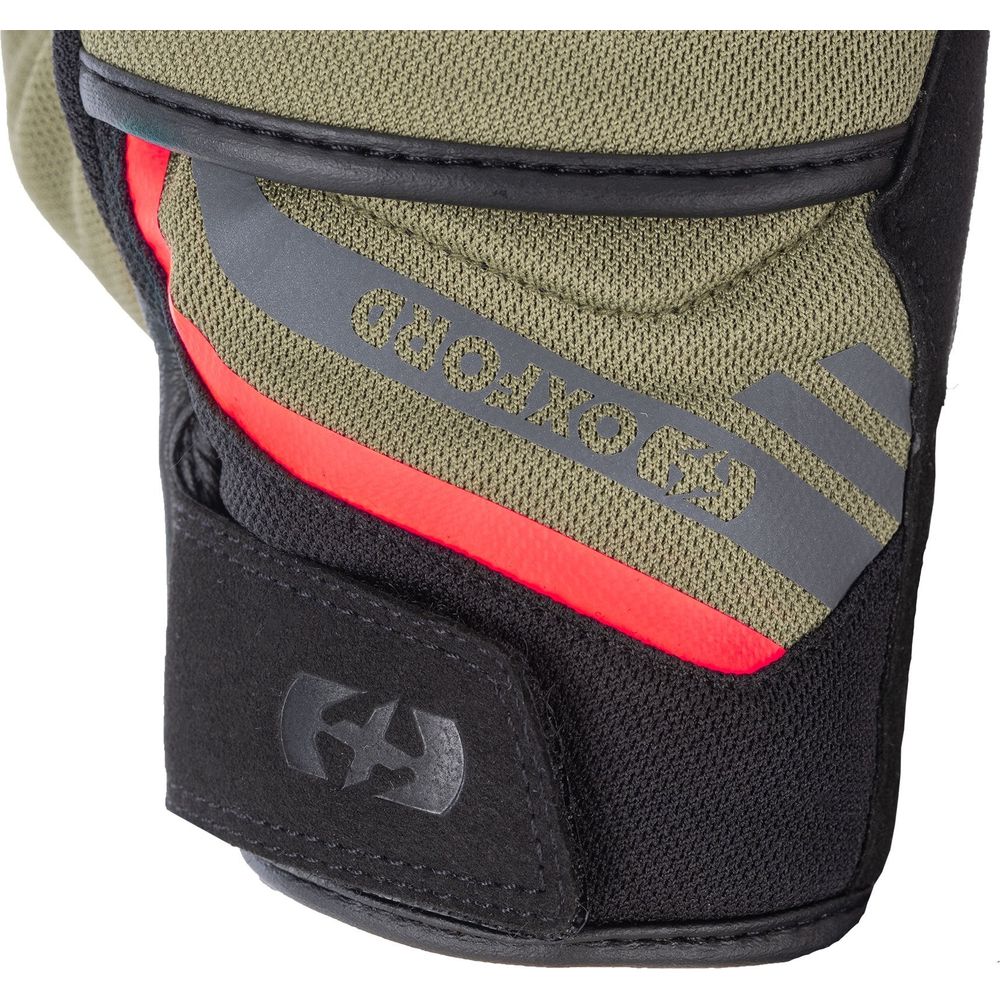 Oxford Dakar 1.0 Textile Gloves Green / Red (Image 6) - ThrottleChimp