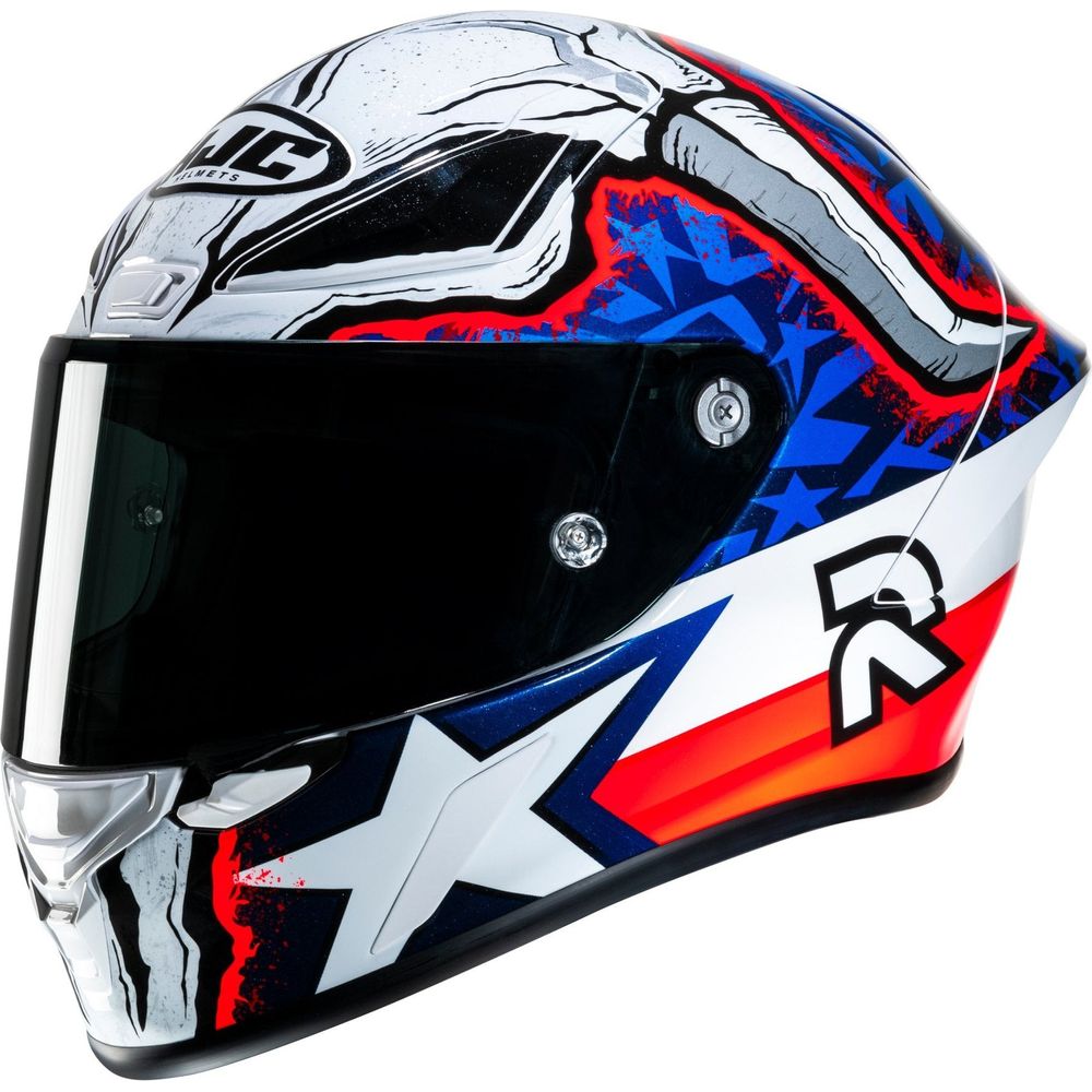 HJC RPHA 1 Garrett Gerloff Replica Full Face Helmet MC21 White / Red / Blue - ThrottleChimp