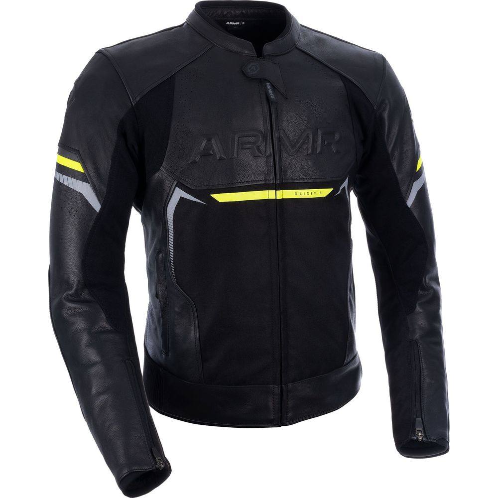 ARMR Raiden 3.0 Leather Jacket Black / Fluo Yellow