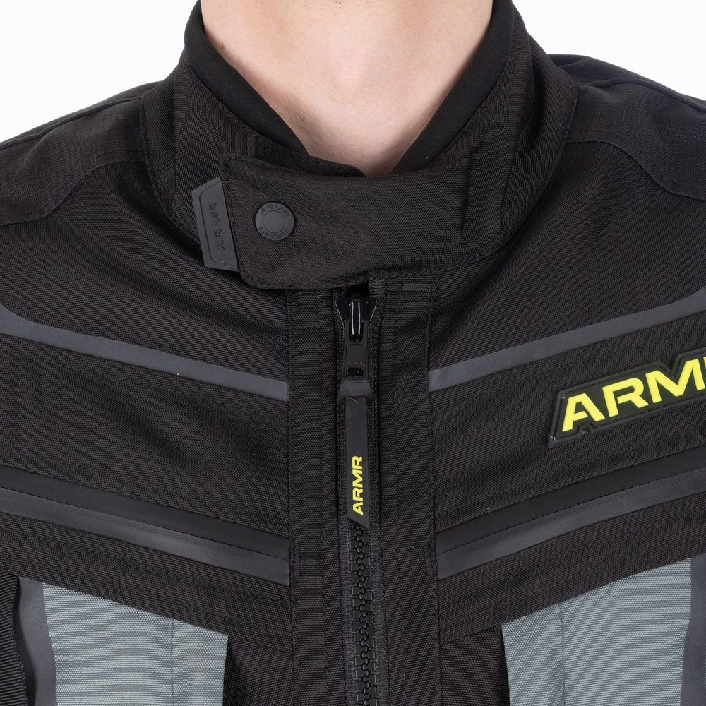 ARMR Kumaji 3.0 Waterproof Textile Jacket Black / Green / Fluo Yellow FREE 1 YEAR Returns, FREE UK Delivery | ThrottleChimp