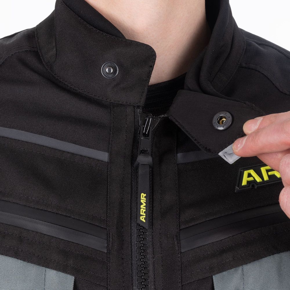 ARMR Kumaji 3.0 Waterproof Textile Jacket Black / Green / Fluo Yellow FREE 1 YEAR Returns, FREE UK Delivery | ThrottleChimp