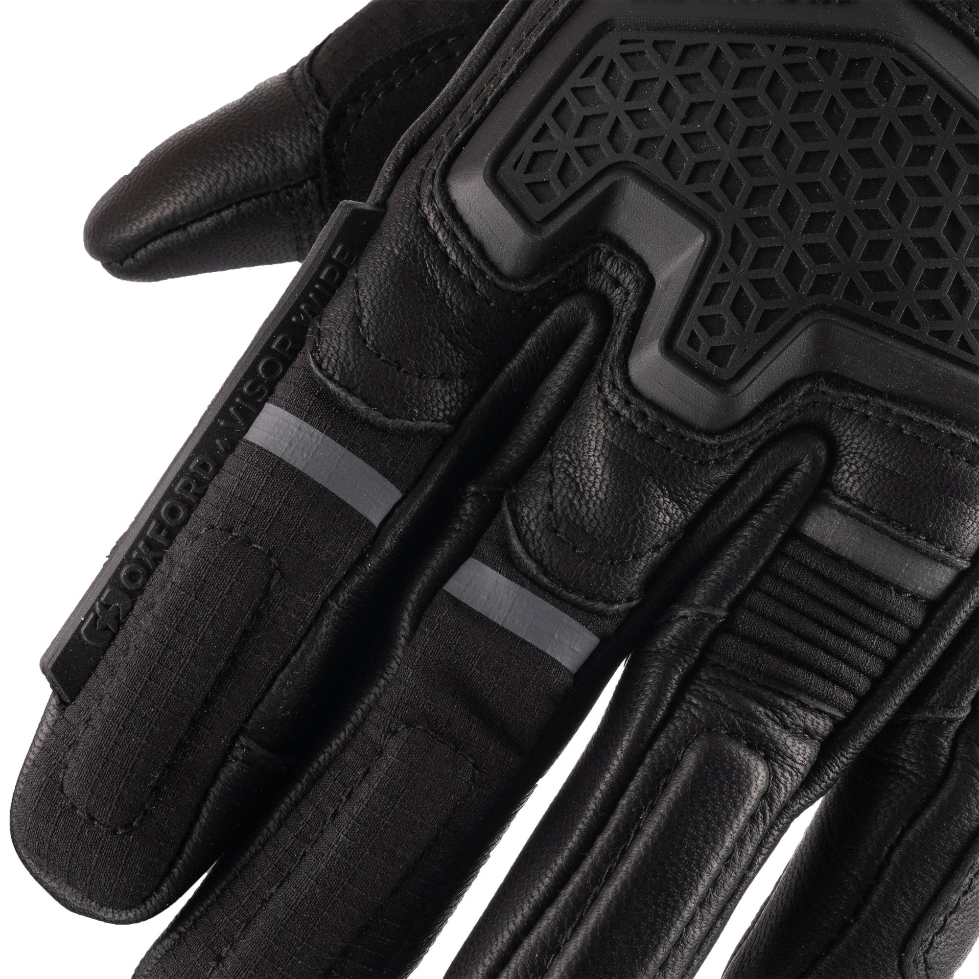 Oxford Vancouver 2.0 D2D Leather & Textile Gloves Black FREE 1 YEAR Returns, FREE UK Delivery | ThrottleChimp