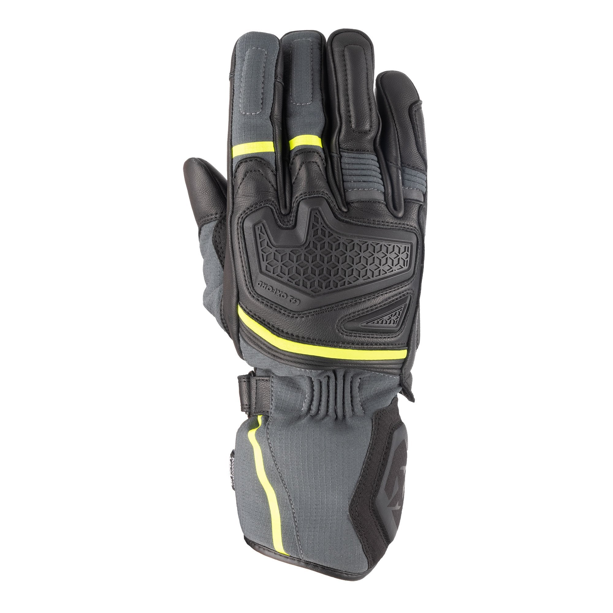 Oxford Vancouver 2.0 D2D Leather & Textile Gloves Black / Green / Yellow FREE 1 YEAR Returns, FREE UK Delivery | ThrottleChimp