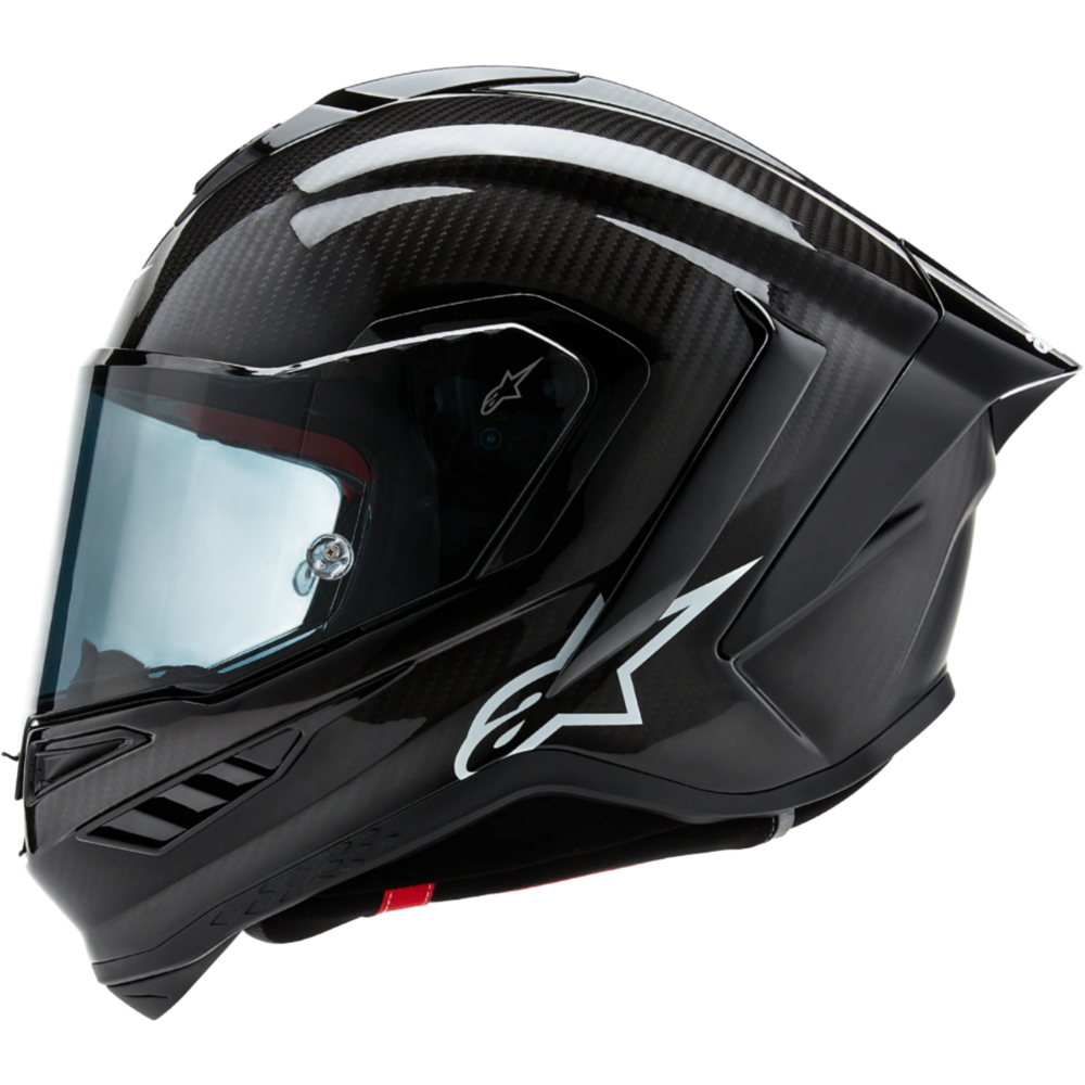 Alpinestars Supertech R10 Solid ECE 06 / FIM Full Face Helmet Matt & Gloss Black / Carbon (Image 4) - ThrottleChimp