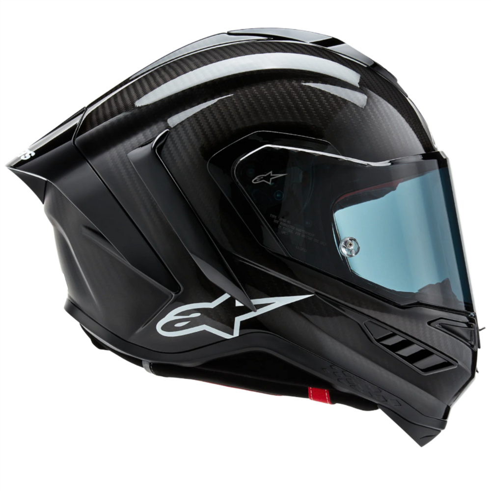 Alpinestars Supertech R10 Solid ECE 06 / FIM Full Face Helmet Matt & Gloss Black / Carbon (Image 5) - ThrottleChimp