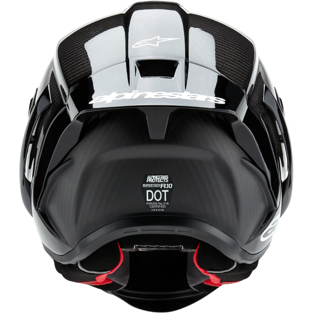 Alpinestars Supertech R10 Solid ECE 06 / FIM Full Face Helmet Matt & Gloss Black / Carbon (Image 6) - ThrottleChimp