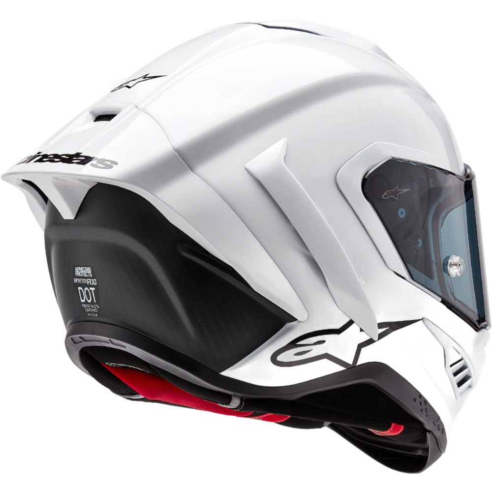 Alpinestars Supertech R10 Solid ECE 06 / FIM Full Face Helmet Gloss White / Matt Black (Image 2) - ThrottleChimp