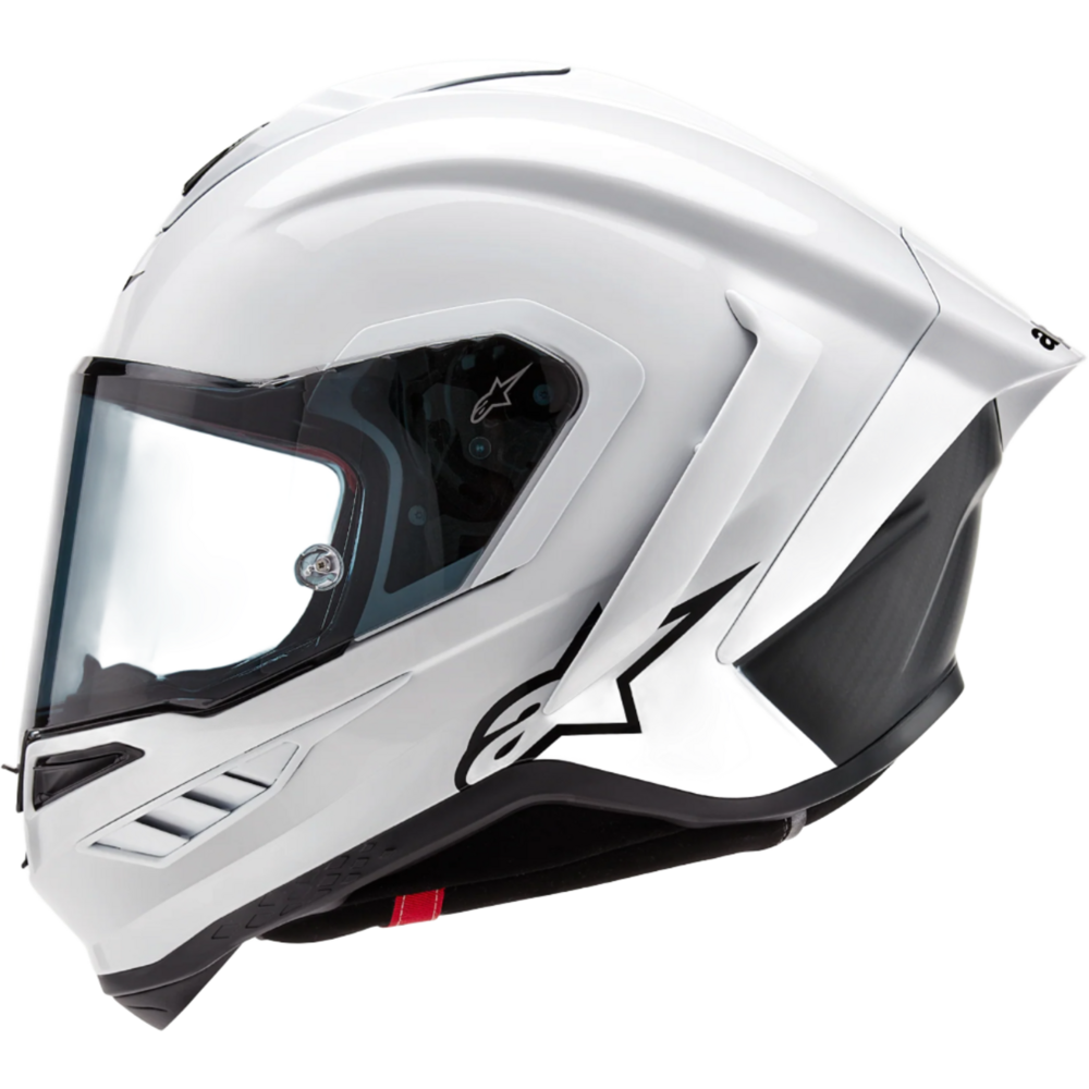 Alpinestars Supertech R10 Solid ECE 06 / FIM Full Face Helmet Gloss White / Matt Black (Image 4) - ThrottleChimp