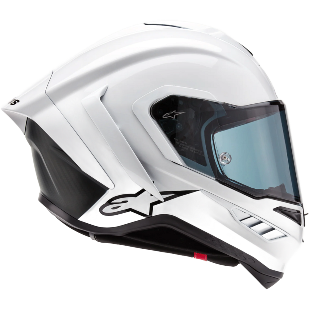 Alpinestars Supertech R10 Solid ECE 06 / FIM Full Face Helmet Gloss White / Matt Black (Image 5) - ThrottleChimp