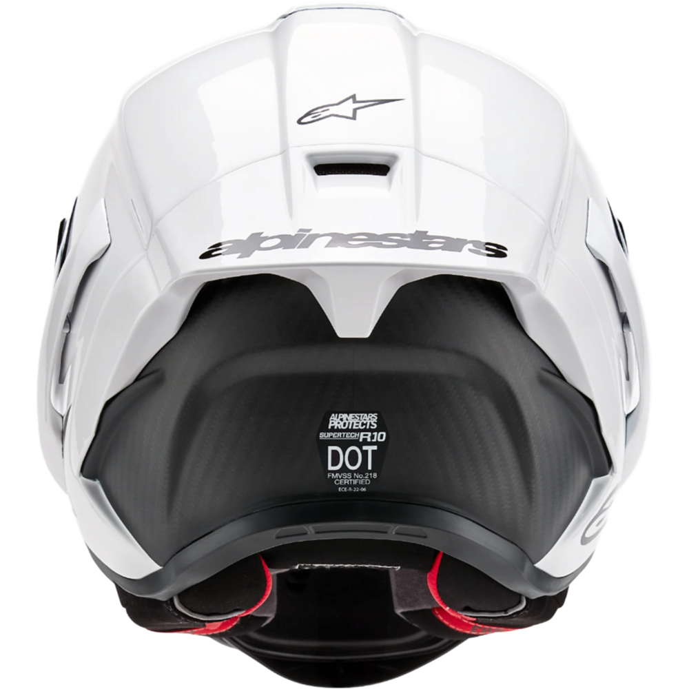 Alpinestars Supertech R10 Solid ECE 06 / FIM Full Face Helmet Gloss White / Matt Black (Image 6) - ThrottleChimp