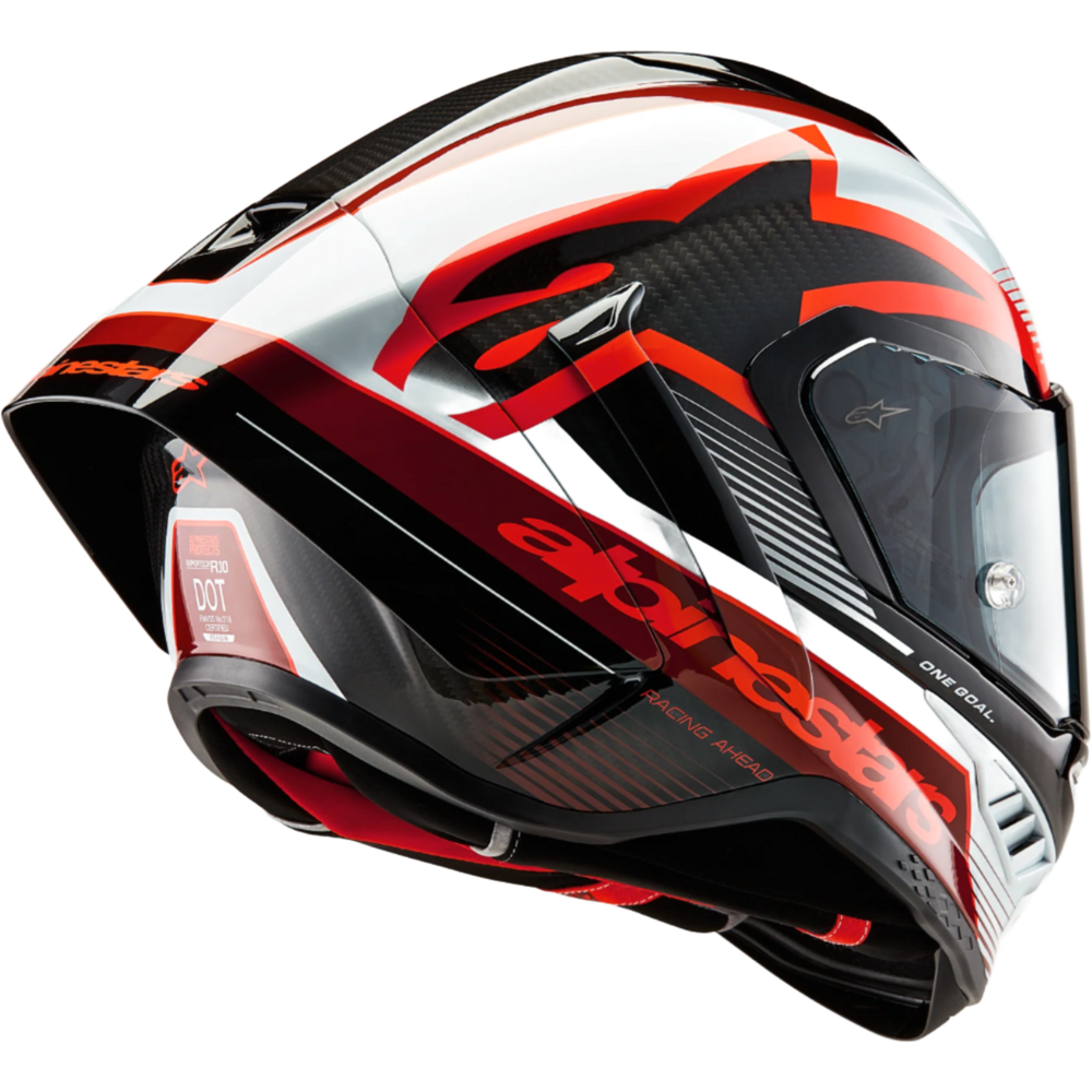 Alpinestars Supertech R10 Team ECE 06 / FIM Full Face Helmet Black / Carbon / Red / Gloss White (Image 2) - ThrottleChimp