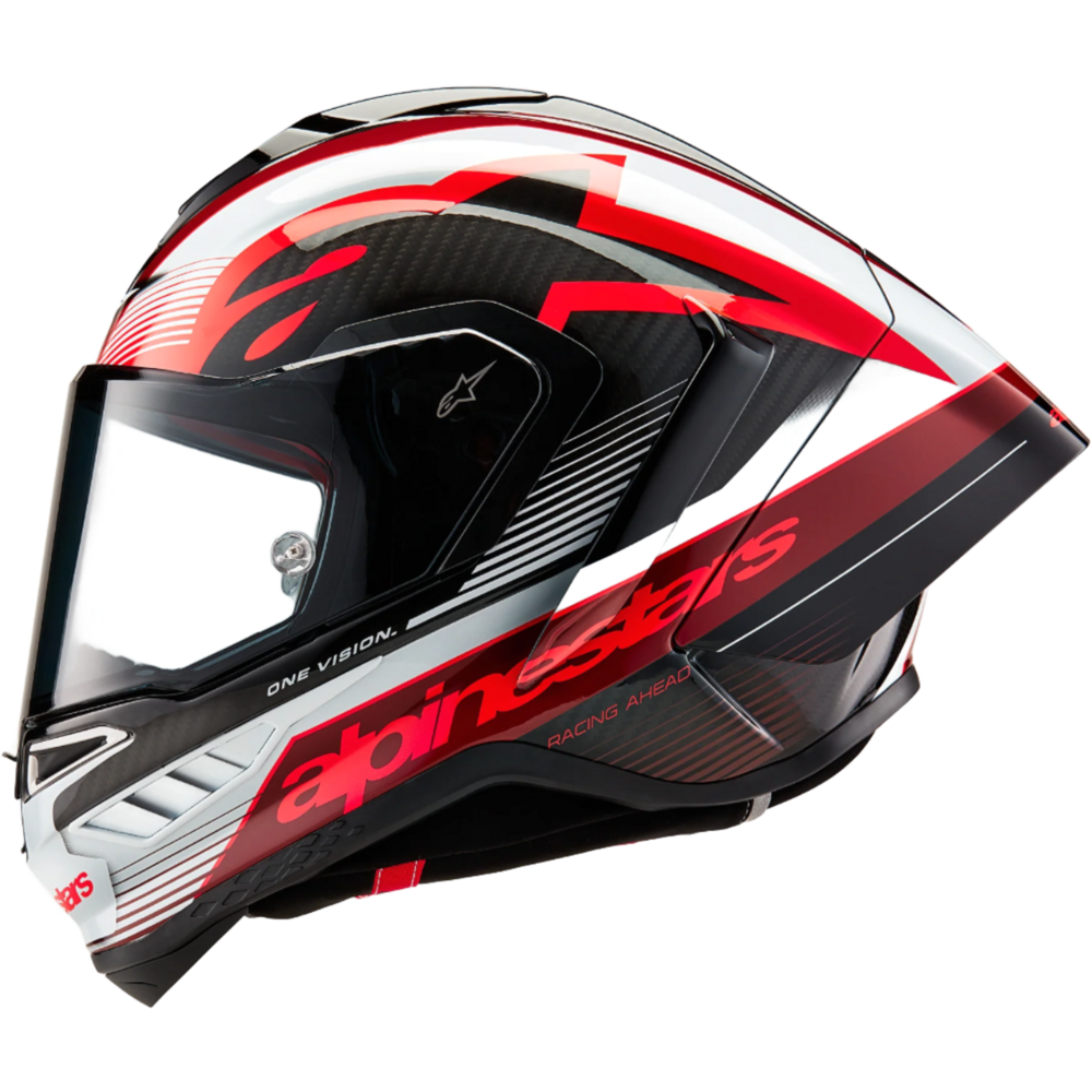 Alpinestars Supertech R10 Team ECE 06 / FIM Full Face Helmet Black / Carbon / Red / Gloss White (Image 4) - ThrottleChimp