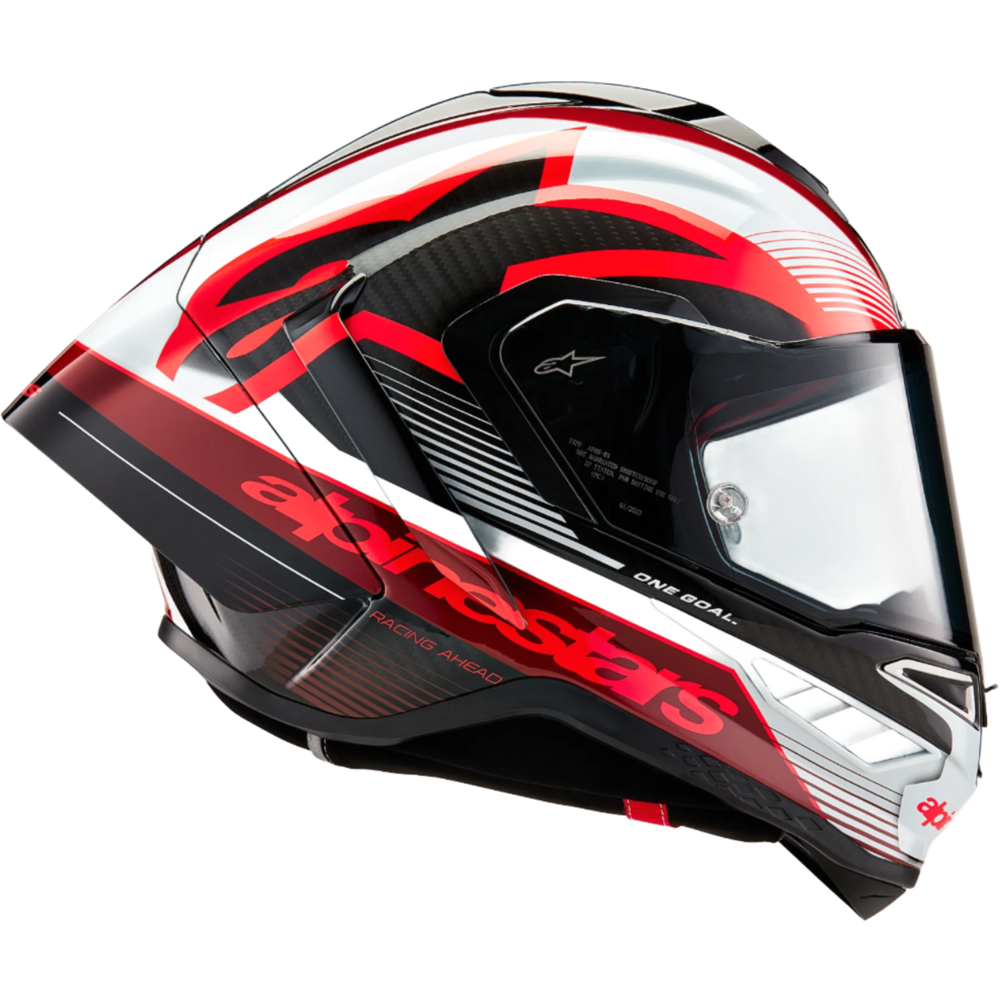 Alpinestars Supertech R10 Team ECE 06 / FIM Full Face Helmet Black / Carbon / Red / Gloss White (Image 5) - ThrottleChimp