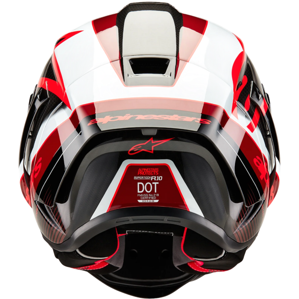 Alpinestars Supertech R10 Team ECE 06 / FIM Full Face Helmet Black / Carbon / Red / Gloss White (Image 6) - ThrottleChimp