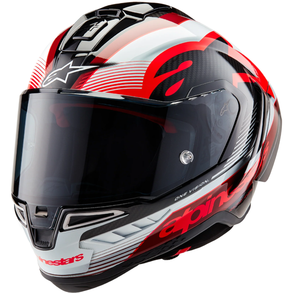 Alpinestars Supertech R10 Team ECE 06 / FIM Full Face Helmet Black / Carbon / Red / Gloss White FREE 1 YEAR Returns, FREE UK Delivery | ThrottleChimp