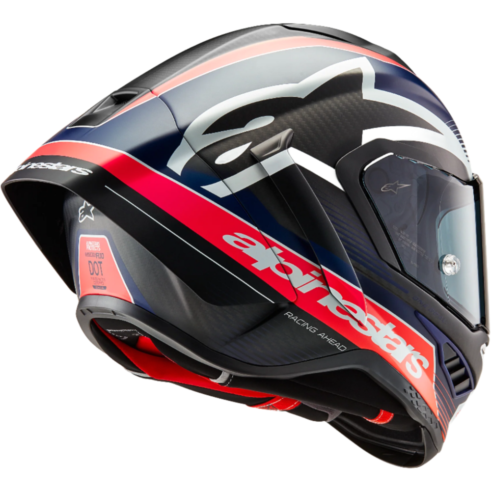 Alpinestars Supertech R10 Team ECE 06 / FIM Full Face Helmet Black / Carbon / Fluo Red / Matt Dark Blue FREE 1 YEAR Returns, FREE UK Delivery | ThrottleChimp