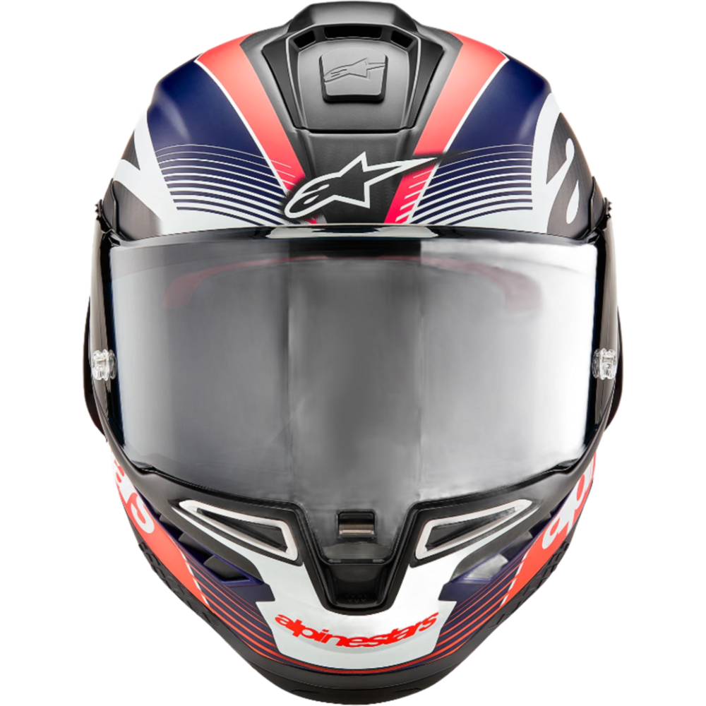 Alpinestars Supertech R10 Team ECE 06 / FIM Full Face Helmet Black / Carbon / Fluo Red / Matt Dark Blue (Image 2) - ThrottleChimp