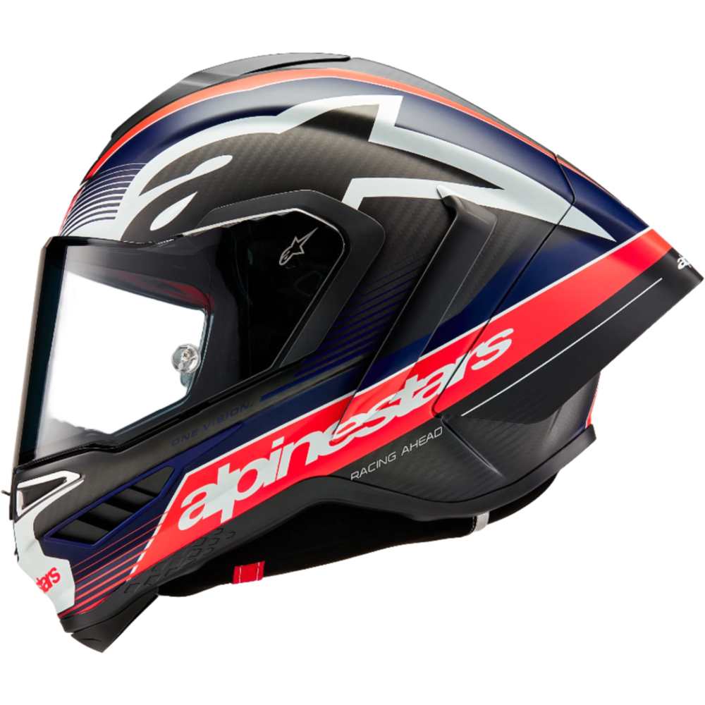 Alpinestars Supertech R10 Team ECE 06 / FIM Full Face Helmet Black / Carbon / Fluo Red / Matt Dark Blue FREE 1 YEAR Returns, FREE UK Delivery | ThrottleChimp