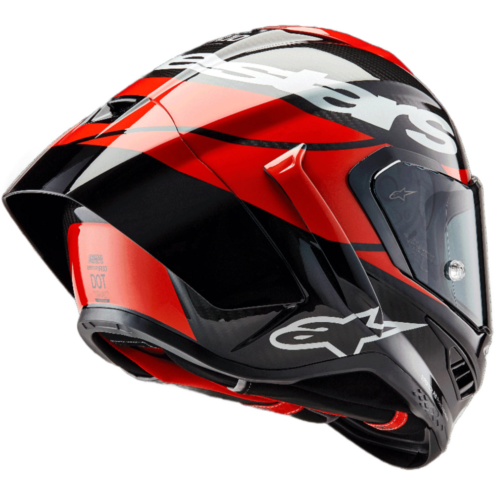 Alpinestars Supertech R10 Element ECE 06 / FIM Full Face Helmet Black / Carbon / Bright Red / Gloss White (Image 2) - ThrottleChimp