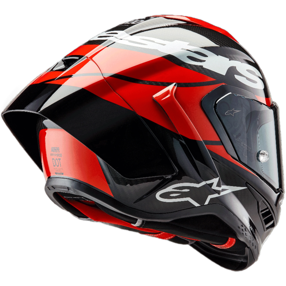 Alpinestars Supertech R10 Element ECE 06 / FIM Full Face Helmet Black / Carbon / Bright Red / Gloss White FREE 1 YEAR Returns, FREE UK Delivery | ThrottleChimp