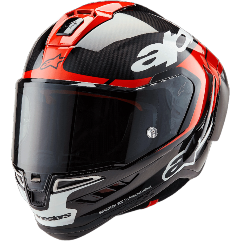 Alpinestars Supertech R10 Element ECE 06 / FIM Full Face Helmet Black / Carbon / Bright Red / Gloss White - ThrottleChimp
