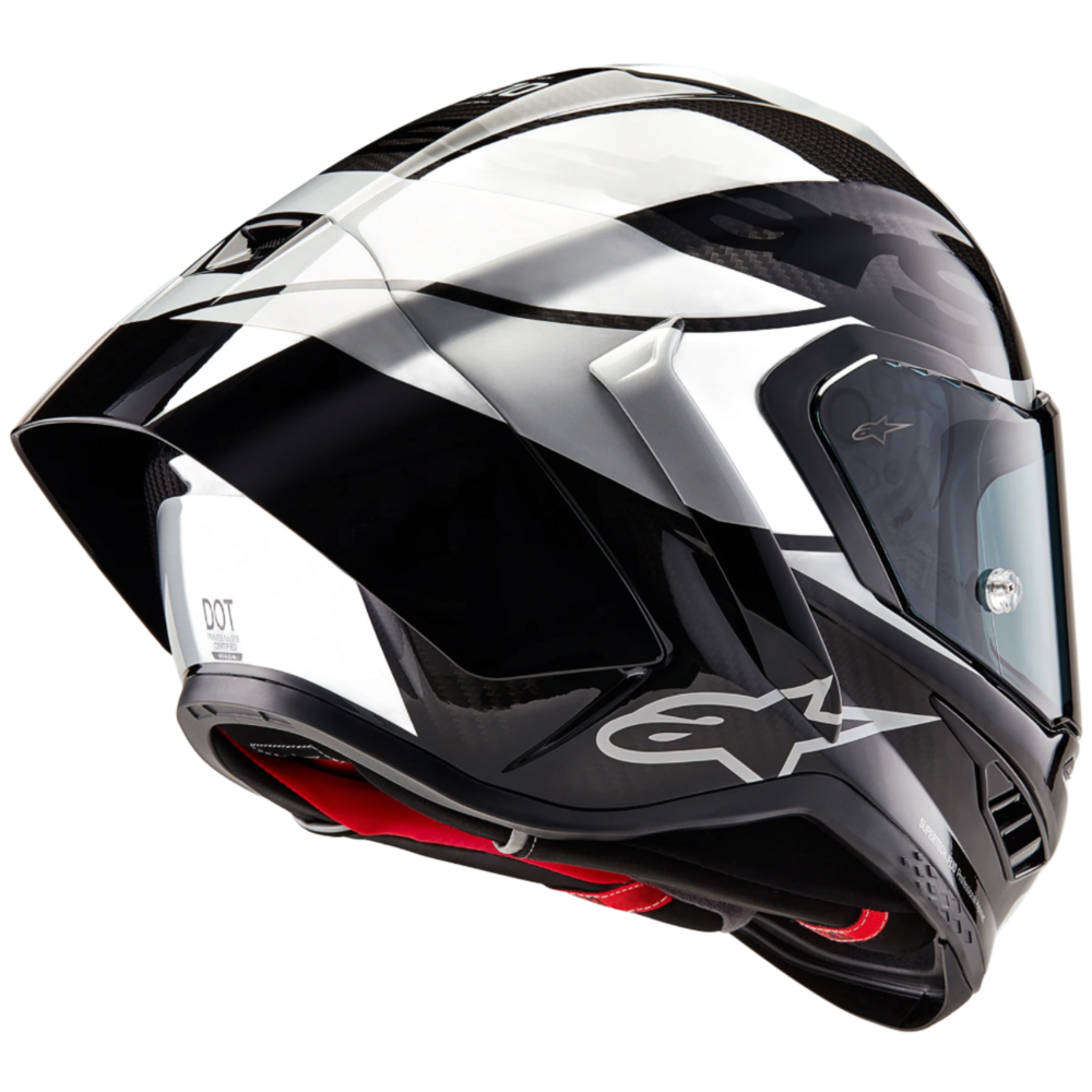 Alpinestars Supertech R10 Element ECE 06 / FIM Full Face Helmet Gloss Black / Carbon / Silver (Image 2) - ThrottleChimp
