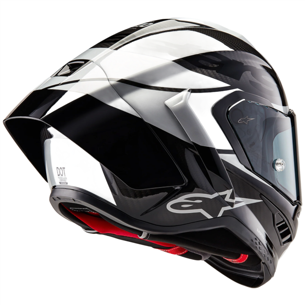 Alpinestars Supertech R10 Element ECE 06 / FIM Full Face Helmet Gloss Black / Carbon / Silver FREE 1 YEAR Returns, FREE UK Delivery | ThrottleChimp