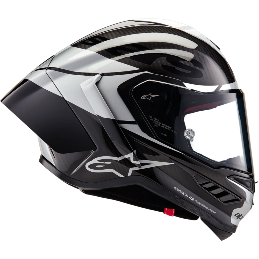 Alpinestars Supertech R10 Element ECE 06 / FIM Full Face Helmet Gloss Black / Carbon / Silver (Image 5) - ThrottleChimp