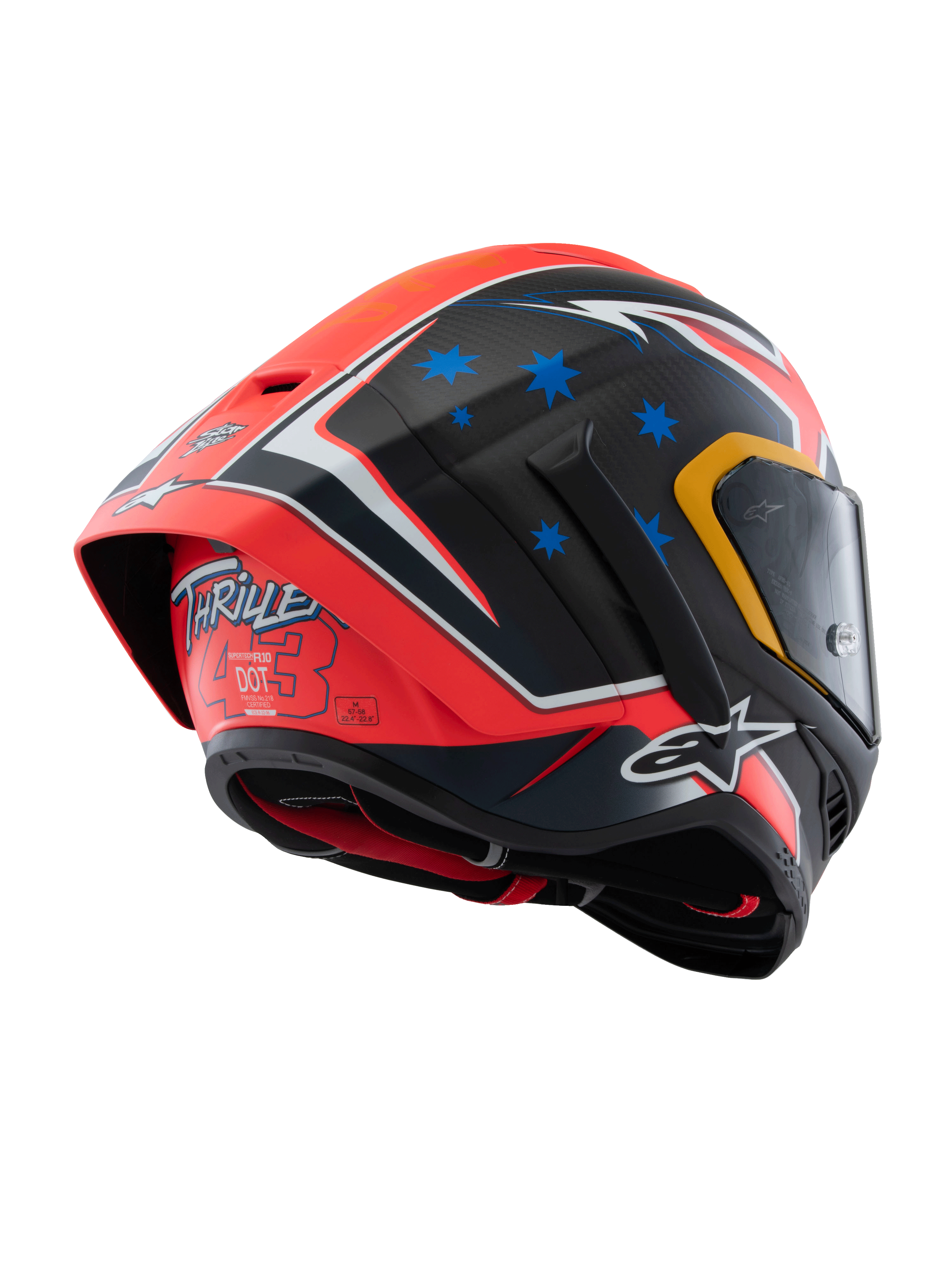 Alpinestars Supertech R10 Jack Miller Full Face Helmet Carbon / Matt Red FREE 1 YEAR Returns, FREE UK Delivery | ThrottleChimp