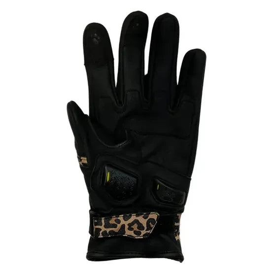 MotoGirl Bessie Ladies Leather Gloves Leopard