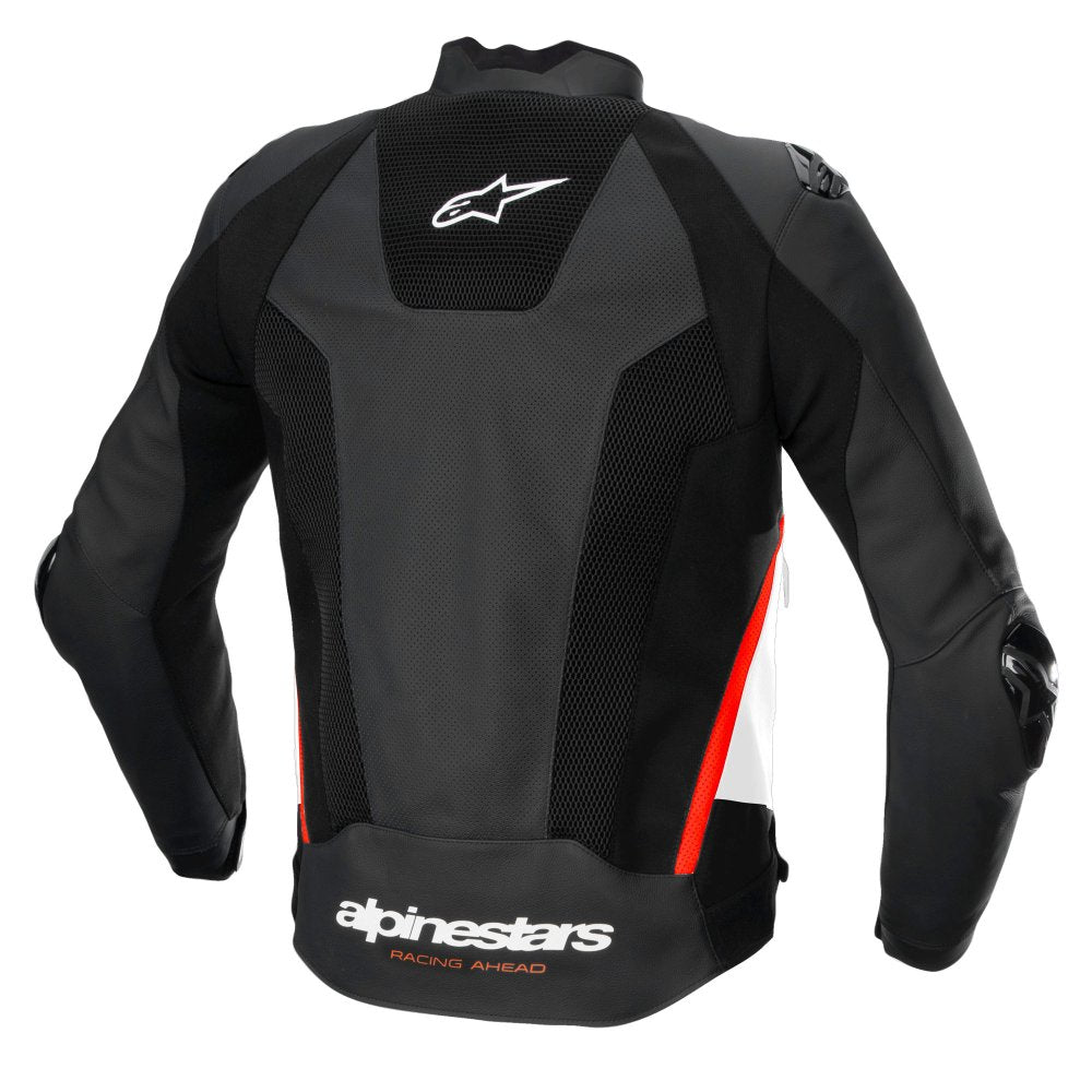 Alpinestars Missile V3 Airflow Leather Jacket Black / White / Fluo Red FREE 1 YEAR Returns, FREE UK Delivery | ThrottleChimp