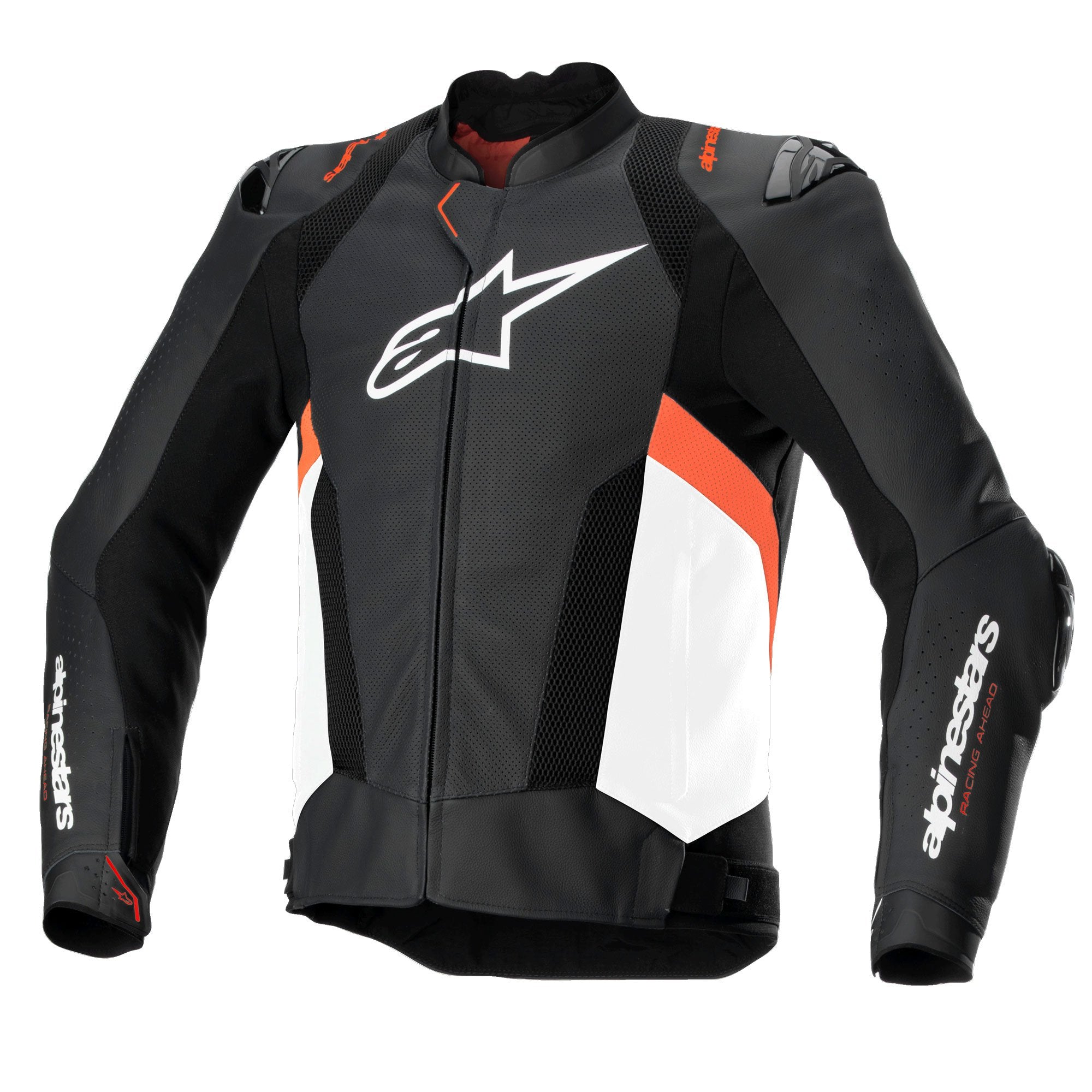 Alpinestars Missile V3 Airflow Leather Jacket Black / White / Fluo Red FREE 1 YEAR Returns, FREE UK Delivery | ThrottleChimp