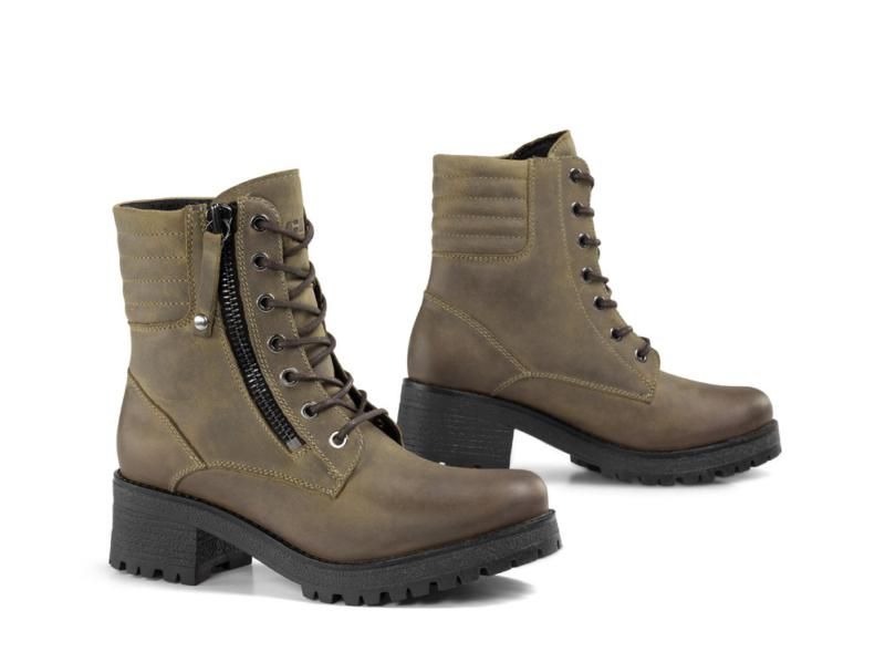 Falco Misty Ladies Leather Boots Army Green - ThrottleChimp