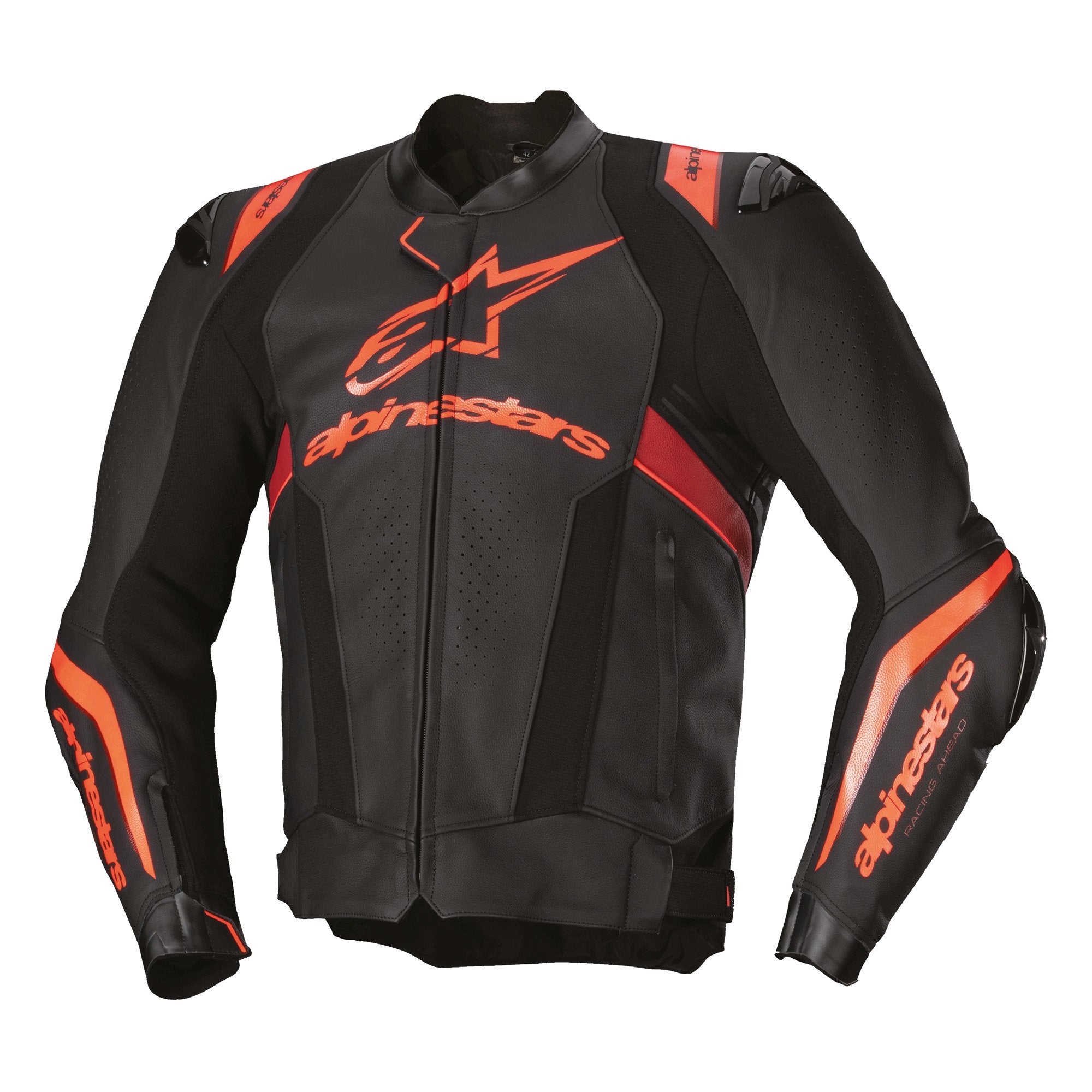 Alpinestars Missile V3 Ignition Leather Jacket Black / Fluo Red / Dark Red FREE 1 YEAR Returns, FREE UK Delivery | ThrottleChimp